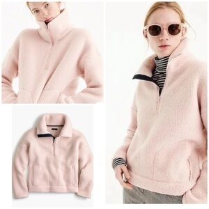 J. Crew Quater-zip Polartec® Fleece Teddy Light Pink Sweatshirt Sweater S​